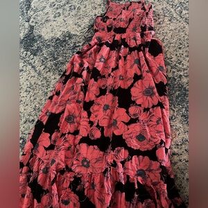 Free People Red and Black Floral Maxi Dress